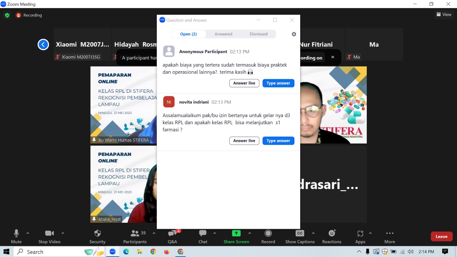 Sosialisasi Online Pengenalan Rekognisi Pembelajaran Lampau (RPL) - STIFERA